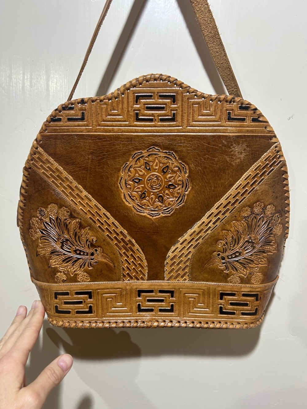 Beautiful Unique Handmade Tooled Leather Purse